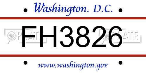 FH3826 District Of Columbia License Plate