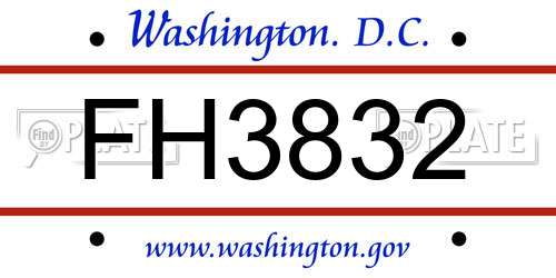 FH3832 District Of Columbia License Plate