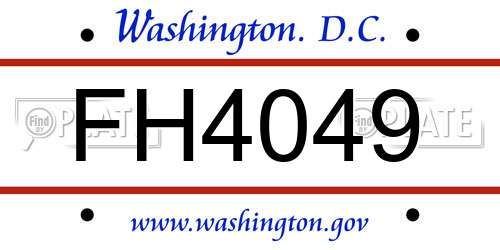 FH4049 District Of Columbia License Plate