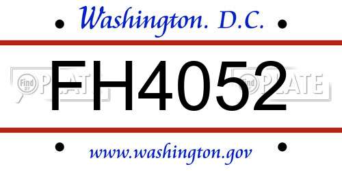 FH4052 District Of Columbia License Plate