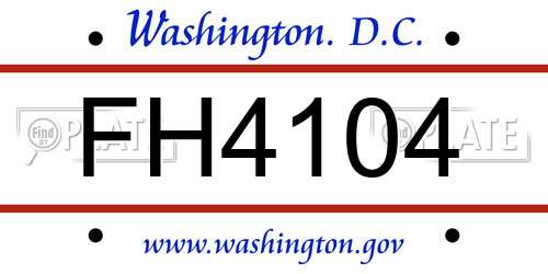 FH4104 District Of Columbia License Plate