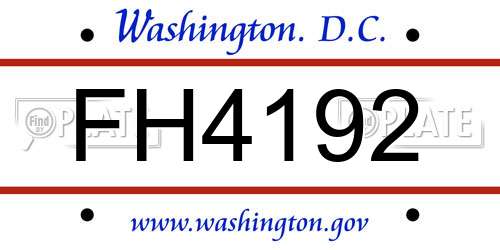 FH4192 District Of Columbia License Plate