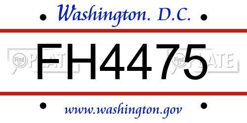 FH4475 District Of Columbia License Plate