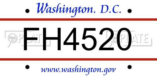 FH4520 District Of Columbia License Plate