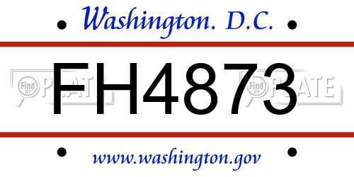 FH4873 District Of Columbia License Plate