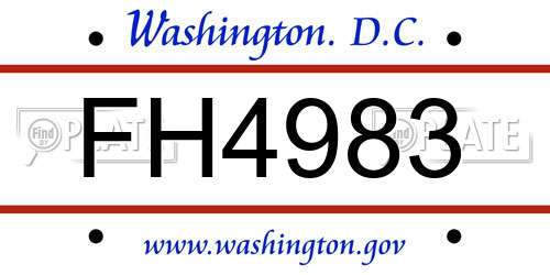 FH4983 District Of Columbia License Plate