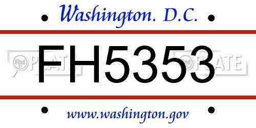 FH5353 District Of Columbia License Plate