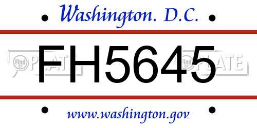 FH5645 District Of Columbia License Plate