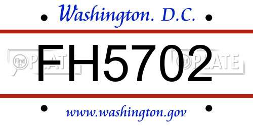 FH5702 District Of Columbia License Plate