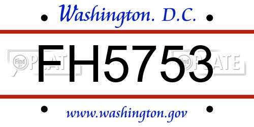 FH5753 District Of Columbia License Plate