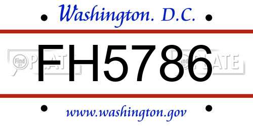 FH5786 District Of Columbia License Plate