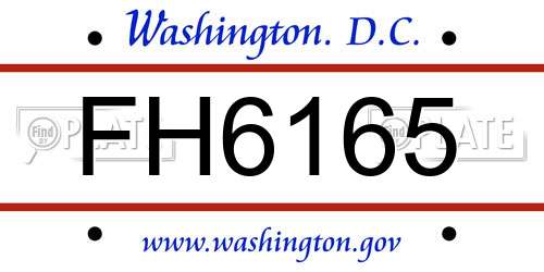 FH6165 District Of Columbia License Plate