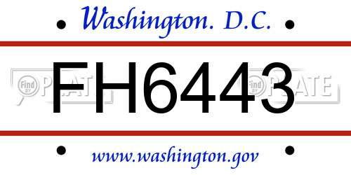 FH6443 District Of Columbia License Plate