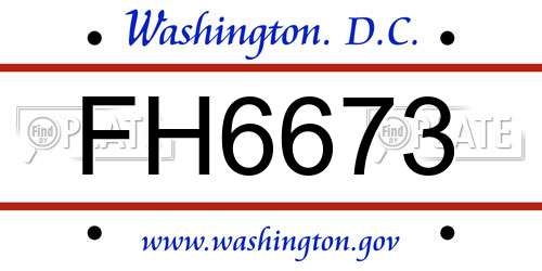 FH6673 District Of Columbia License Plate