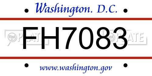 FH7083 District Of Columbia License Plate