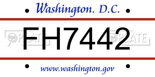 FH7442 District Of Columbia License Plate