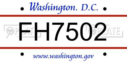 FH7502 District Of Columbia License Plate