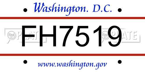 FH7519 District Of Columbia License Plate