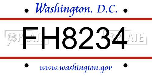FH8234 District Of Columbia License Plate