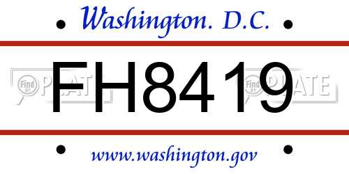 FH8419 District Of Columbia License Plate