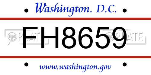 FH8659 District Of Columbia License Plate