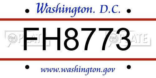 FH8773 District Of Columbia License Plate
