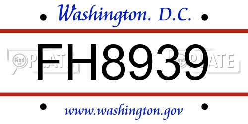 FH8939 District Of Columbia License Plate