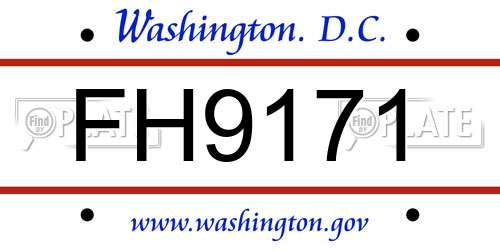 FH9171 District Of Columbia License Plate