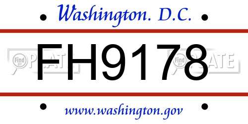 FH9178 District Of Columbia License Plate