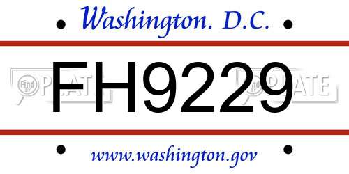 FH9229 District Of Columbia License Plate