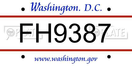 FH9387 District Of Columbia License Plate