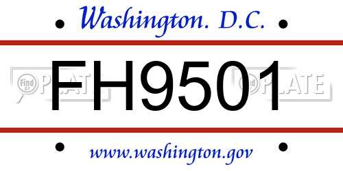 FH9501 District Of Columbia License Plate