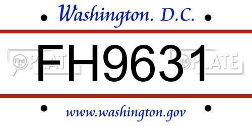 FH9631 District Of Columbia License Plate