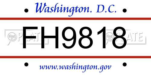 FH9818 District Of Columbia License Plate