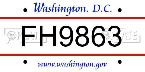 FH9863 District Of Columbia License Plate