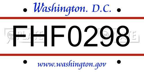 FHF0298 District Of Columbia License Plate