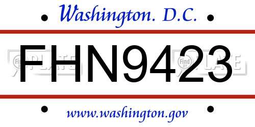 FHN9423 District Of Columbia License Plate