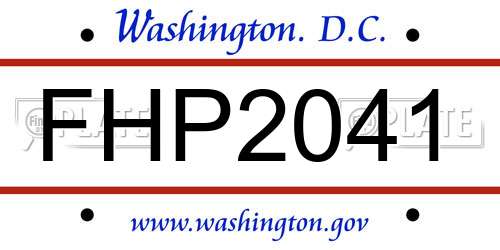 FHP2041 District Of Columbia License Plate