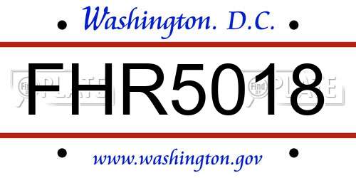 FHR5018 District Of Columbia License Plate