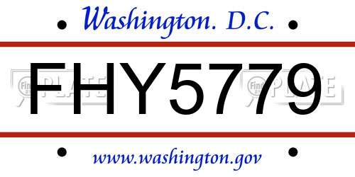 FHY5779 District Of Columbia License Plate