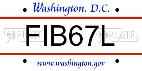 FIB67L District Of Columbia License Plate