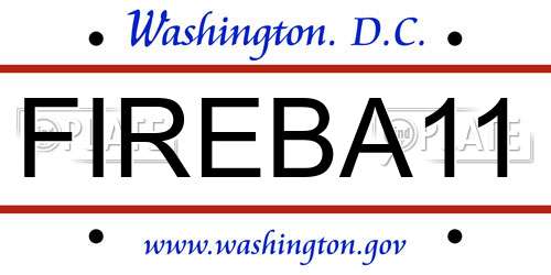 FIREBA11 District Of Columbia License Plate