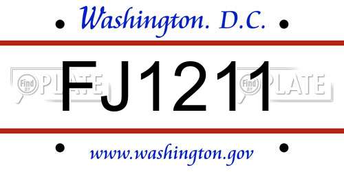 FJ1211 District Of Columbia License Plate