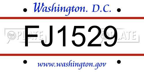 FJ1529 District Of Columbia License Plate
