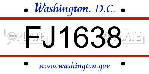 FJ1638 District Of Columbia License Plate
