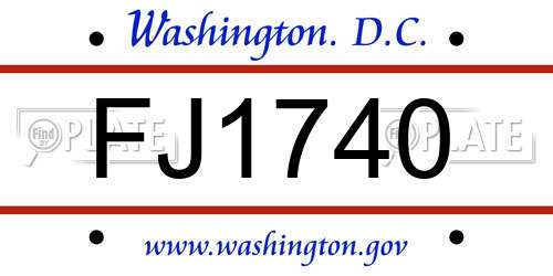 FJ1740 District Of Columbia License Plate