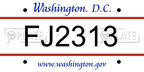 FJ2313 District Of Columbia License Plate