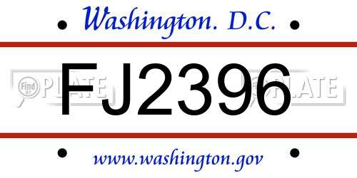 FJ2396 District Of Columbia License Plate