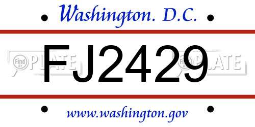 FJ2429 District Of Columbia License Plate