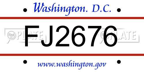 FJ2676 District Of Columbia License Plate